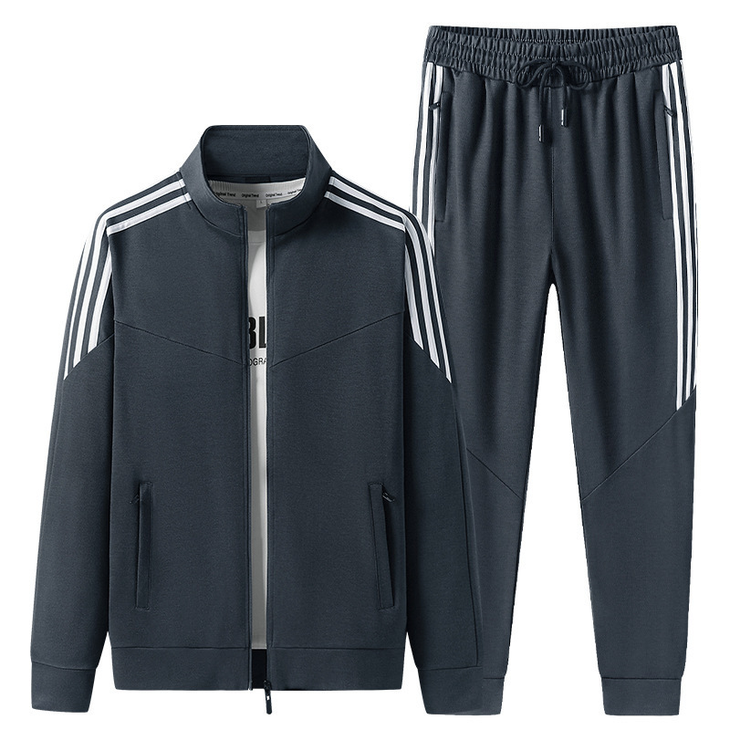 Spring and Autumn Thin Black White Stripes Unisex Customized Sports Training Suits