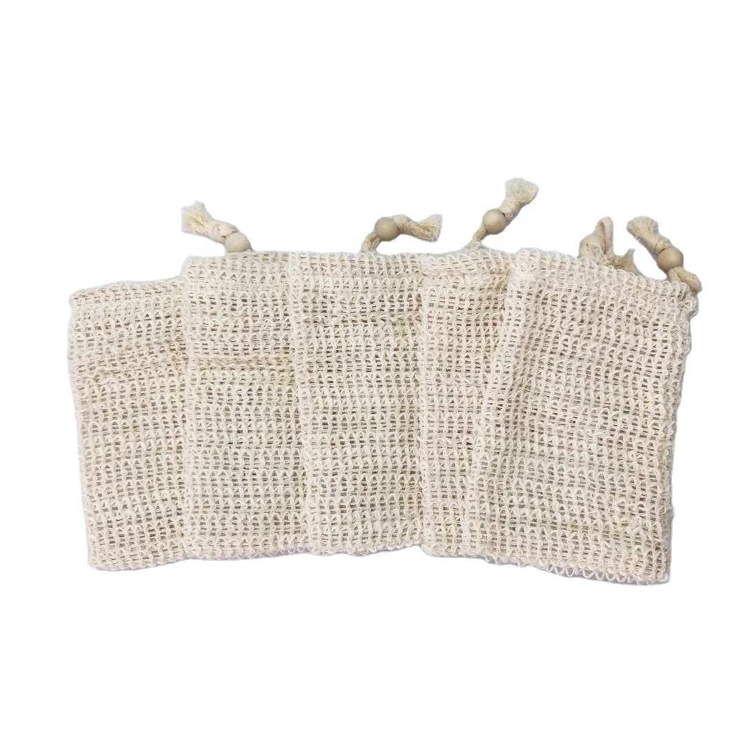 Dichos Eco Friendly Natural Cotton Sisal Soap Saver Bag Hemp Biodegradable Loofah Soap Mesh Net Bag