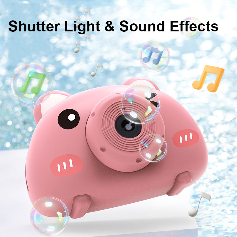 Automatic Blowing of Bubbles Toys Electric Cartoon Bubble Camera Machine Bubble Gun with Lighting and Music