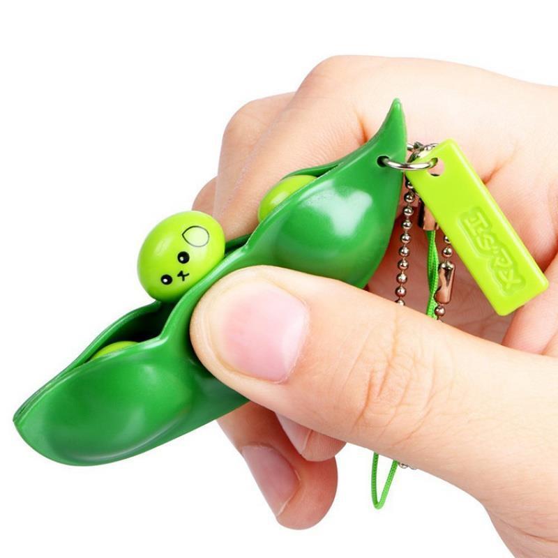 Hot SellingSqueeze Fidget Peas Pod Fidget Bean Stress Relief Toys peas Finger toysSilicone keychain PendantPea Food Squeeze Toy