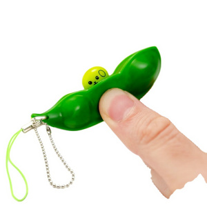 Hot SellingSqueeze Fidget Peas Pod Fidget Bean Stress Relief Toys peas Finger toysSilicone keychain PendantPea Food Squeeze Toy