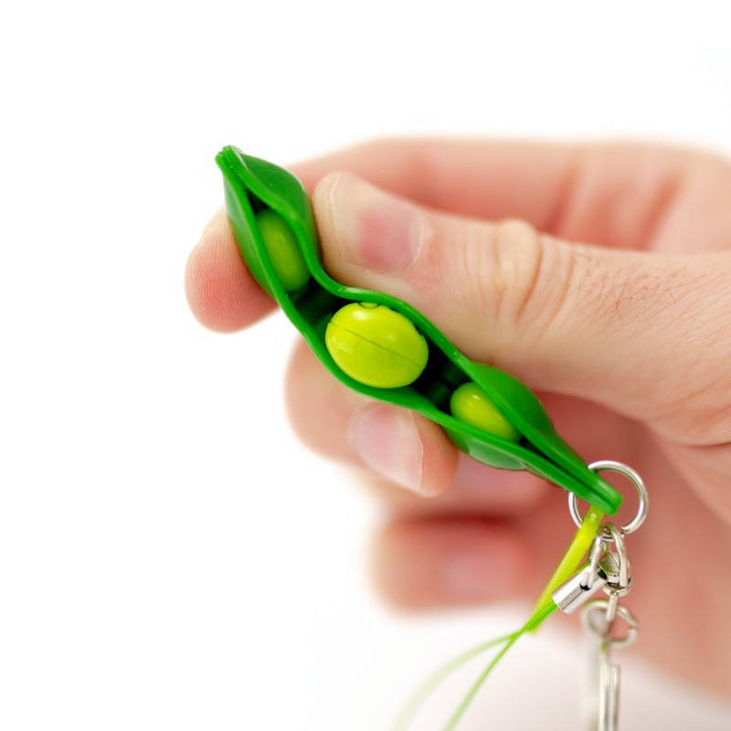 Hot SellingSqueeze Fidget Peas Pod Fidget Bean Stress Relief Toys peas Finger toysSilicone keychain PendantPea Food Squeeze Toy