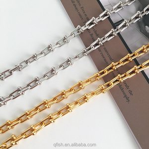 Wholesale Luxury U Shape Link Chain Metal Chunky Stainless Steel 18k Gold Plated Bracelet