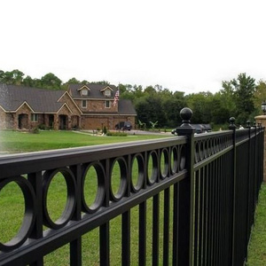 Steel Square Tube Fence Designs Garden Ornamental Iron Steel Picket Fence Panels With Ring  Zinc Steel Tubular fence