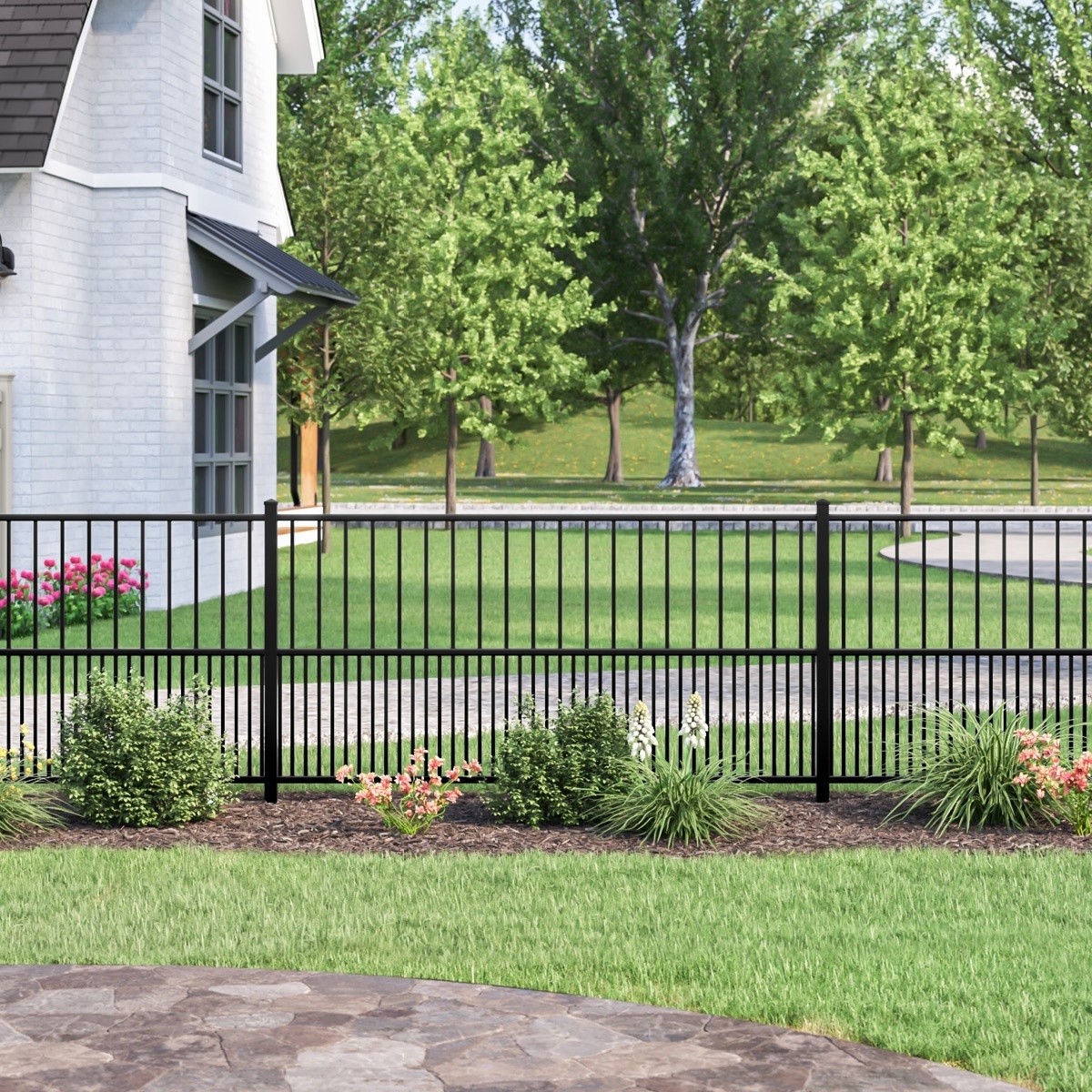 Fences 4 Feet Flat Top Aluminum Black Privacy Pet Fence