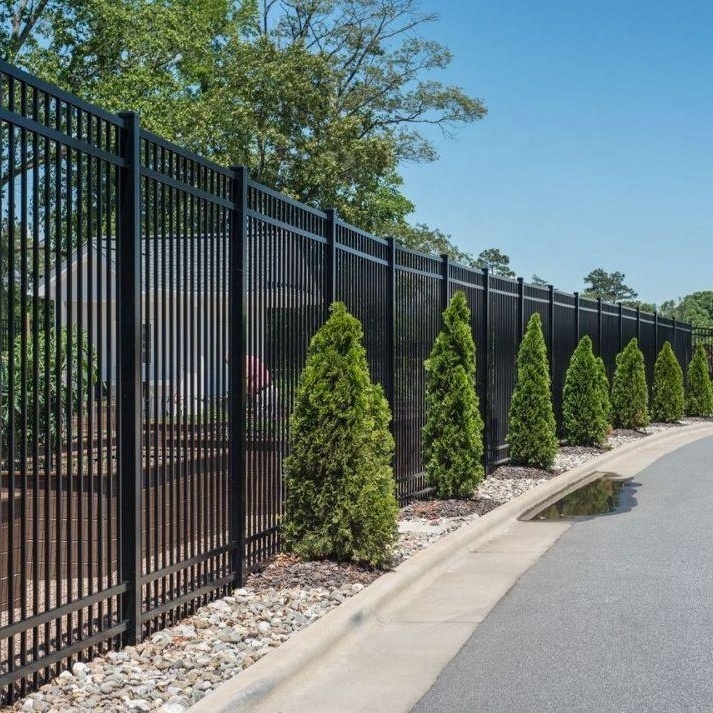 America 6 Foot 3x3 Metal Garden Iron Fence Panels Outdoor  Metal Steel tubular Fences Modern Wrought  Iron Zinc Steel Fence