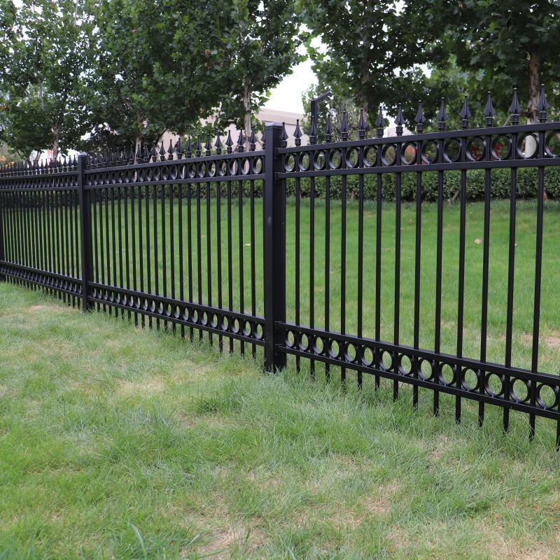 Steel Square Tube Fence Designs Garden Ornamental Iron Steel Picket Fence Panels With Ring  Zinc Steel Tubular fence