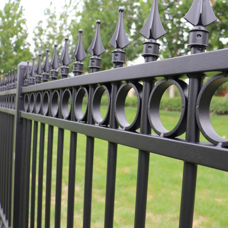 Steel Square Tube Fence Designs Garden Ornamental Iron Steel Picket Fence Panels With Ring  Zinc Steel Tubular fence