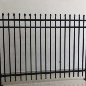 wide range of colors fence  pickets straight across the top extending above the top rail Galvanized steel fence