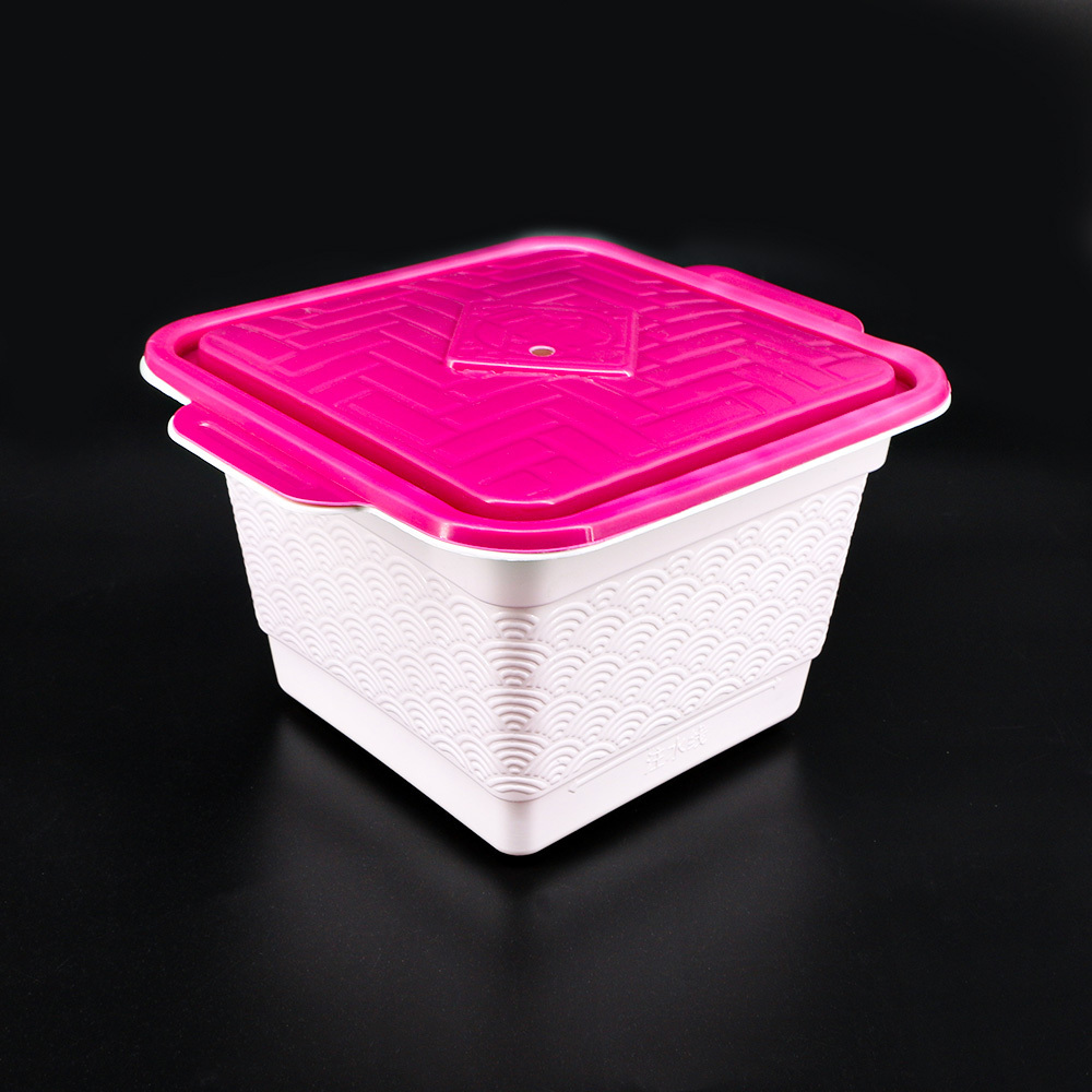 Custom Microwave Safe Container Self Heating Hot Pot Food Bento Box High Temperature PP Plastic Square Container Bowl with Lid