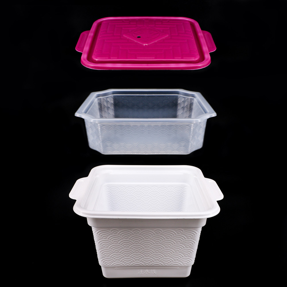 Custom Microwave Safe Container Self Heating Hot Pot Food Bento Box High Temperature PP Plastic Square Container Bowl with Lid