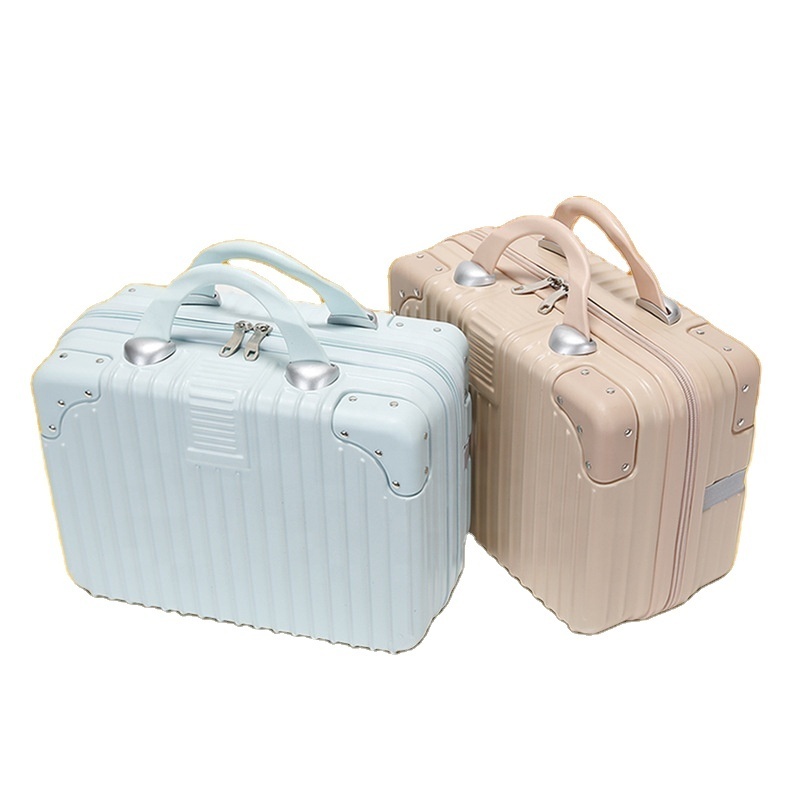 Customized colors small luggage bag 100% ABS 14 inches mini suitcase women beauty cosmetic travel bag with handle