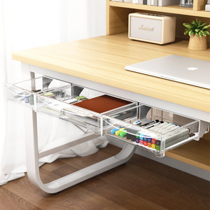 self-adhesive Desktop Organizer  small hidden plastic under desk cabinet for storage Attachable  Under Desk Storage