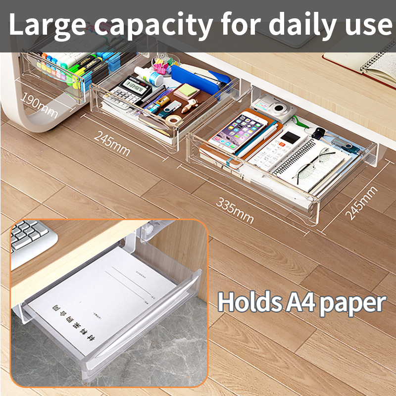 self-adhesive Desktop Organizer  small hidden plastic under desk cabinet for storage Attachable  Under Desk Storage