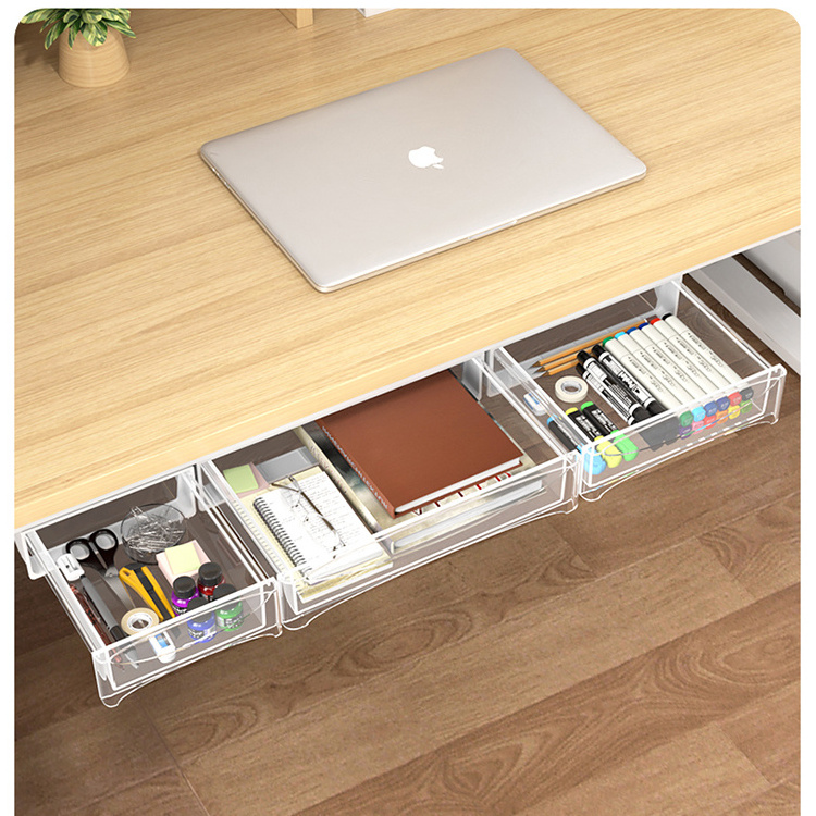 Attachable Under Desk Storage Drawer  Large Self-adhesive Hidden Pencil Box Office Organizers And Storage Drawers