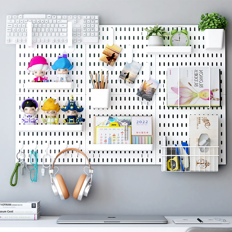 pegboard wall organizer Wall-mounted Hanging hook Wholesale Plastic kitchen pegboard combination wall organizer shelf