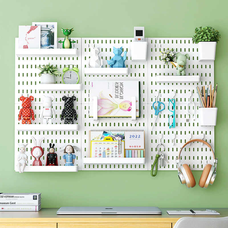 plastic pegboard wall organizer Hole-free installation pegboard hook accessories hidden DIY pegboard wall mount