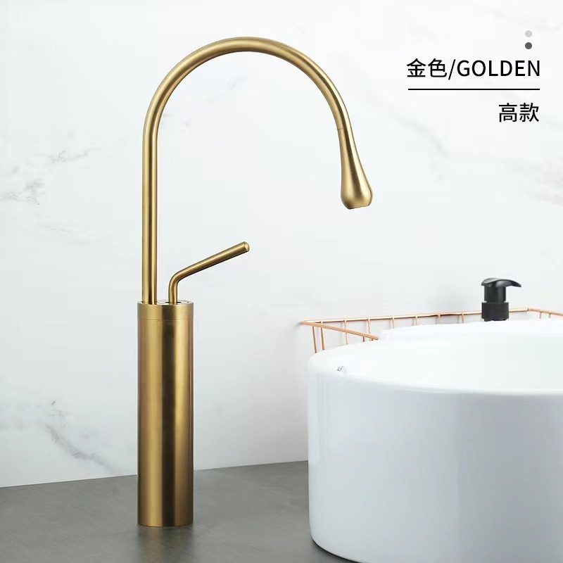 Rotating kitchen faucet push handle Hot and cold mixer Kitchen faucet quality black gold basin faucet