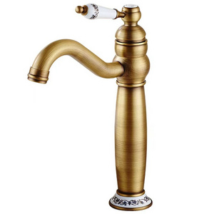 Single hole wash hand Basin Retro Handle Gold Country Bathroom Sink Faucet Polished single hole gold faucet