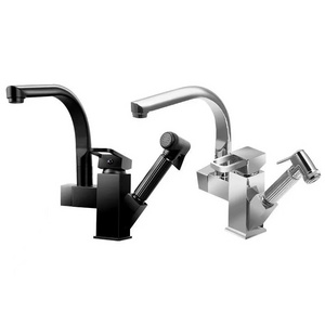 Hot Selling Kitchen Spring Faucets 3 Function Sprayer Cheap Kitchen Taps Black Tap With Pull Down Faucet Stainless Steel