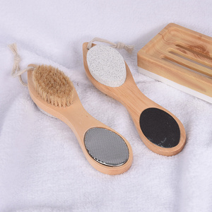 Hot selling wooden feet brush  feet dead skin stone Multi function Foot rasp Foot File custom feet scrubber