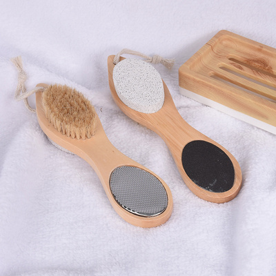 Hot selling wooden feet brush  feet dead skin stone Multi function Foot rasp Foot File custom feet scrubber