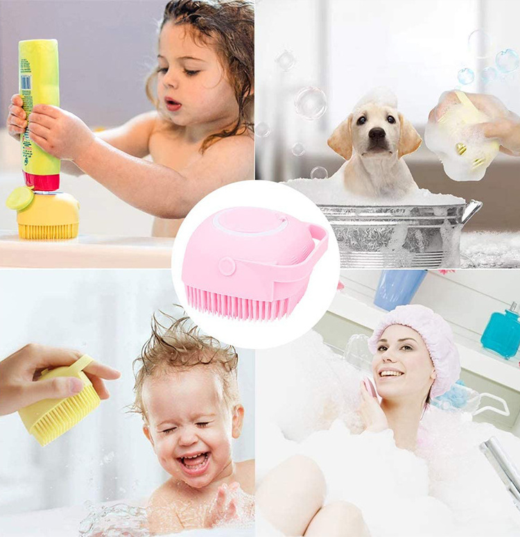 Eco Friendly Shower Body Skin Bath Scrubber Soft Exfoliating Brush Filling Liquid Bath Silicone bathing Brush