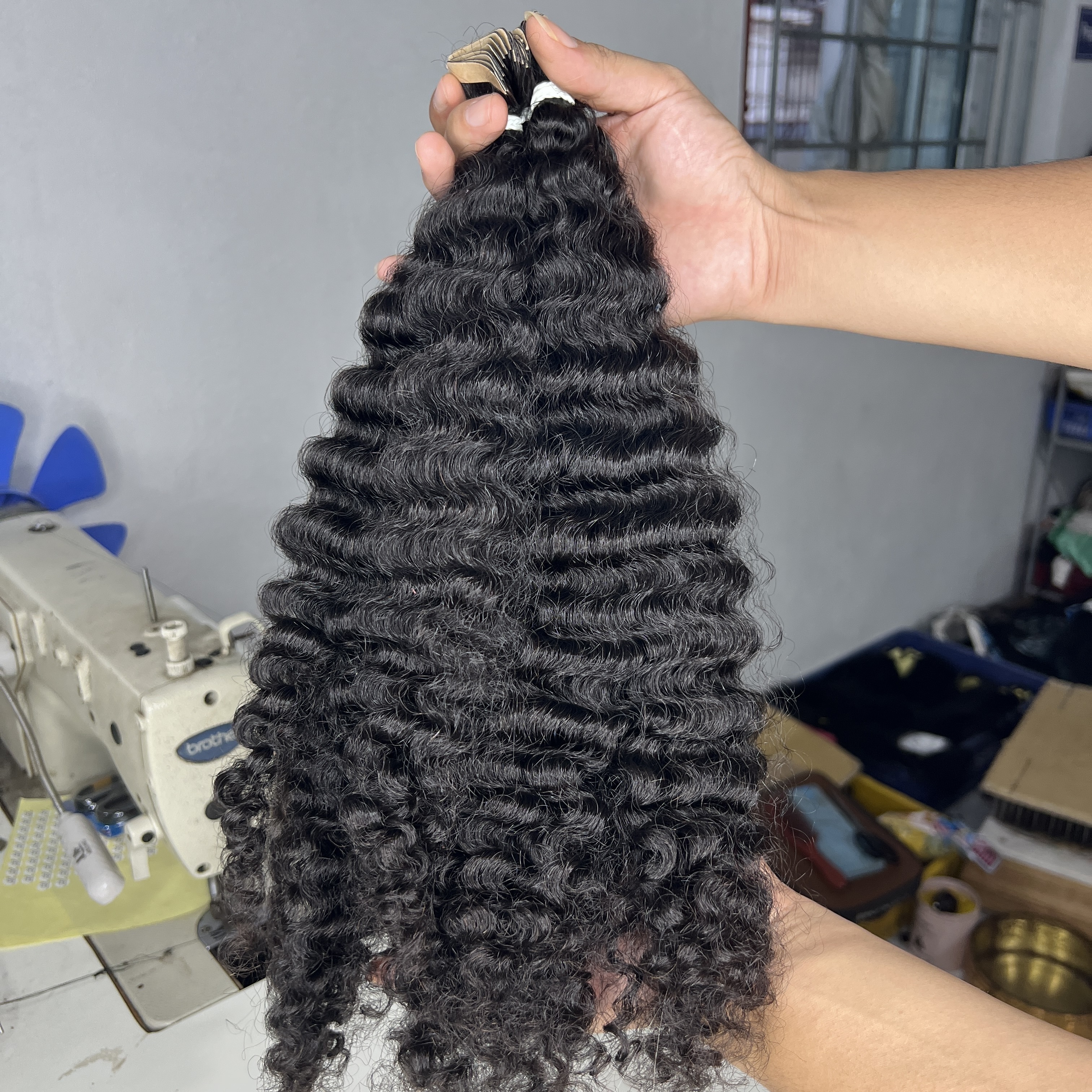 Burmese Curly In Bundles/ Tape-Ins/ I-Tip Human Hair Extensions, Viet Nam Hair Vendor Hair Stylist Raw Virgin