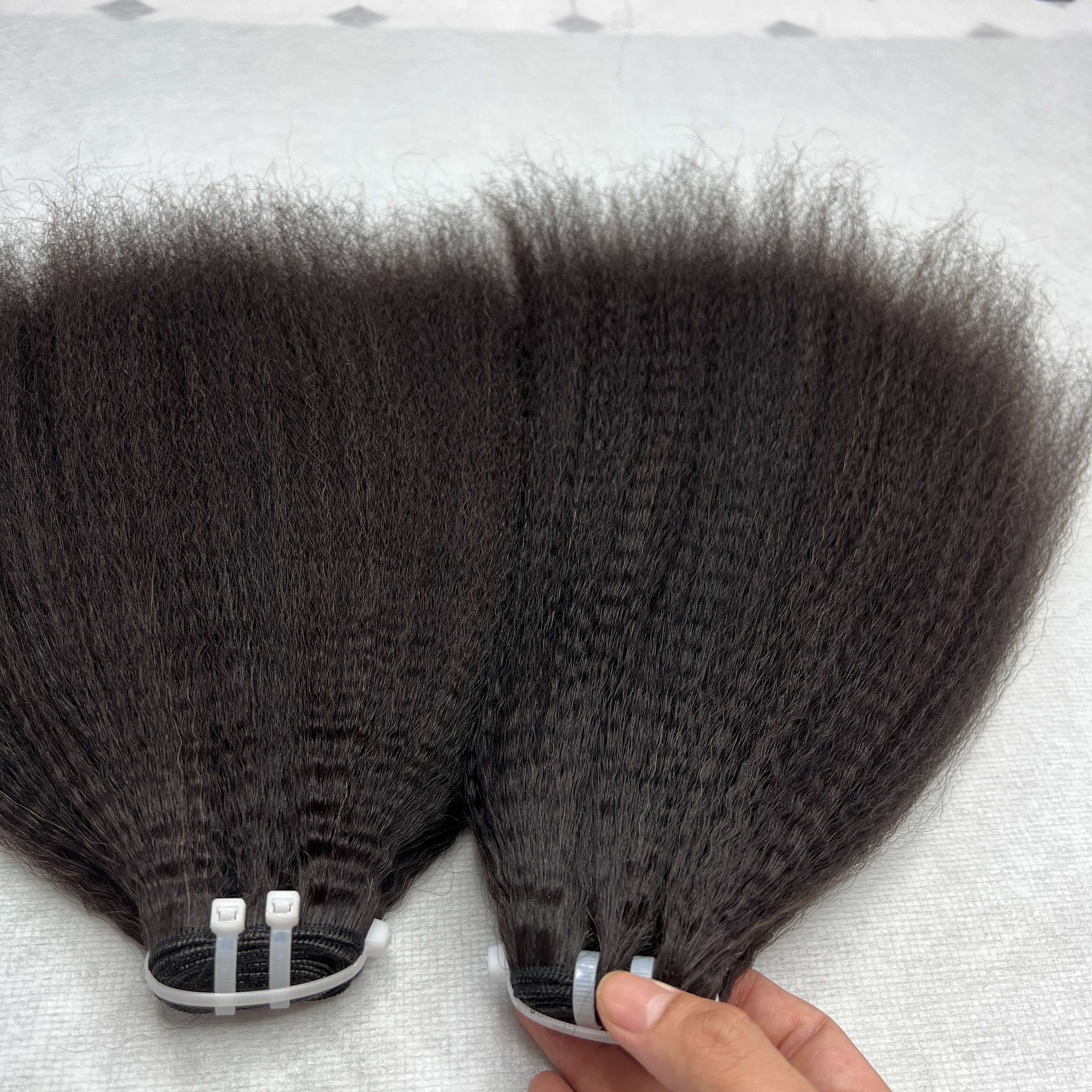 Kinky Straight Coarse Yaki Unprocessed Natural Black Color 100% Brazilian Virgin Human Hair Weft Hair Weaving 3 Bundles 30 Inch