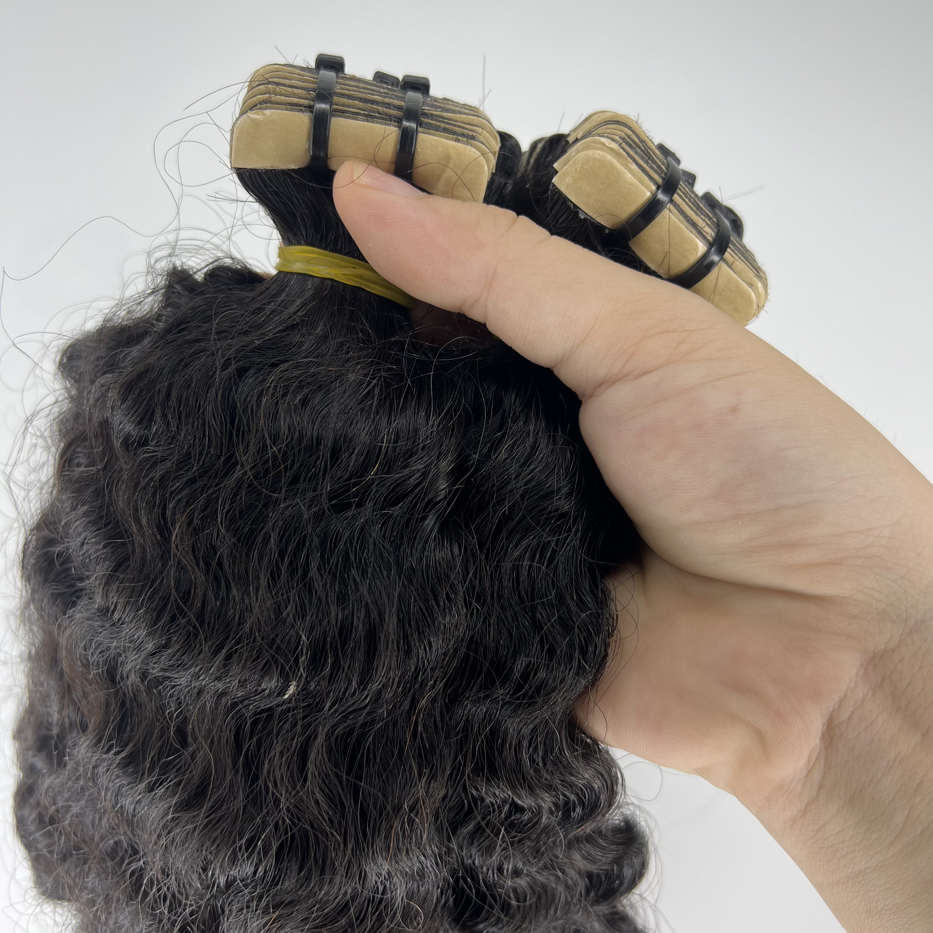 Eurasian Burmese Curly tape ins Raw Virgin Cuticle Aligned Human Hair Extensions, Burmese Curly In Vietnam Hair