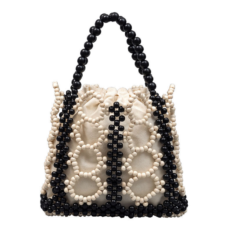 New Fashion Beaded Tote Bag Rattan Beach Handmade Bags Classic Purses Versatile Women's Handbag