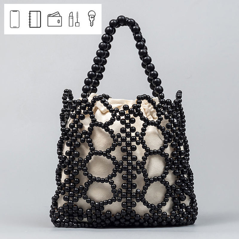 New Fashion Beaded Tote Bag Rattan Beach Handmade Bags Classic Purses Versatile Women's Handbag