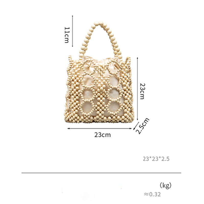 New Fashion Beaded Tote Bag Rattan Beach Handmade Bags Classic Purses Versatile Women's Handbag