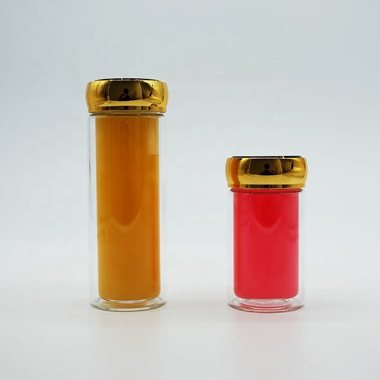 High borosilate 100ml 150ml 200ml Double Wall Glass Jar with Airtight Golden Lids for Honey Bird's Nest