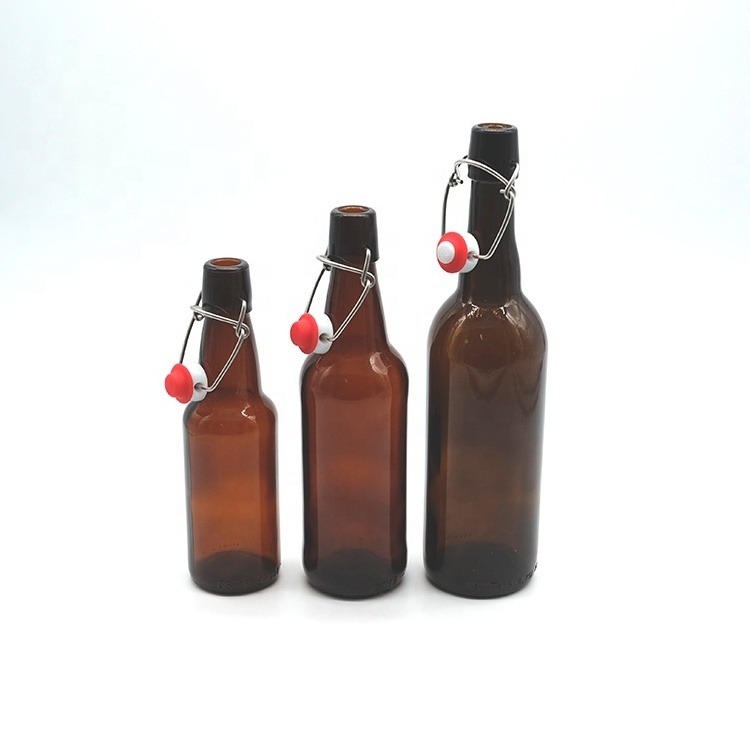 16 oz Glass Swing Top Bottles With Funnel Amber Bottle with Flip Top Lids 500ml 1000ml Swing Top Beverage Glass Bottle