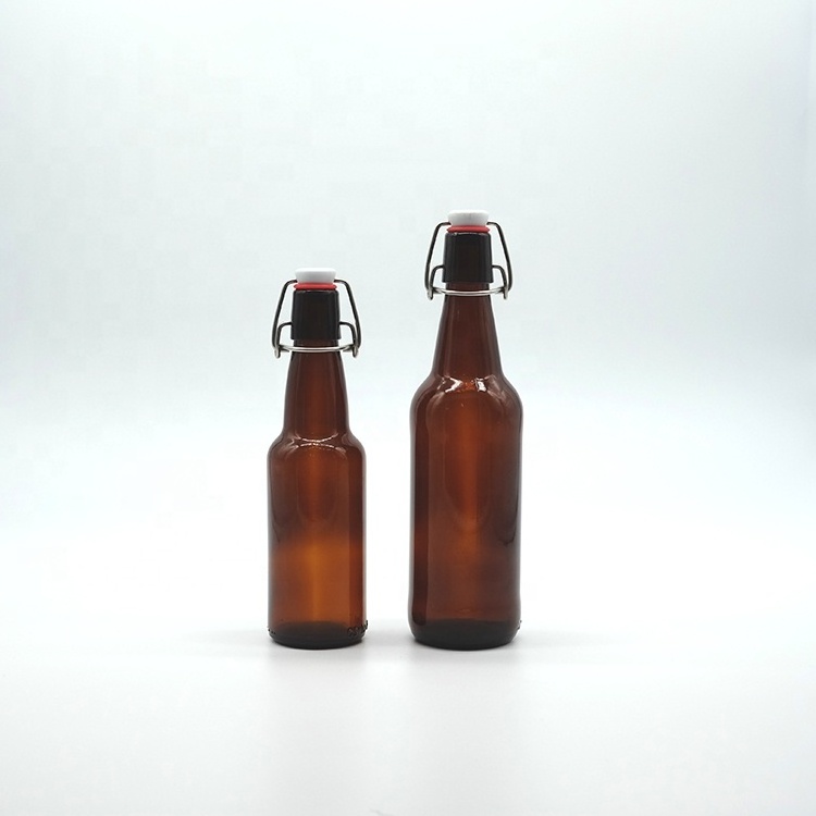 16 oz Glass Swing Top Bottles With Funnel Amber Bottle with Flip Top Lids 500ml 1000ml Swing Top Beverage Glass Bottle