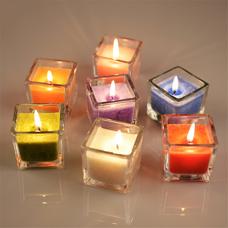 Empty Custom Color Clear Crystal Square Glass Jars for Luxury Aromatherapy Candle Holder