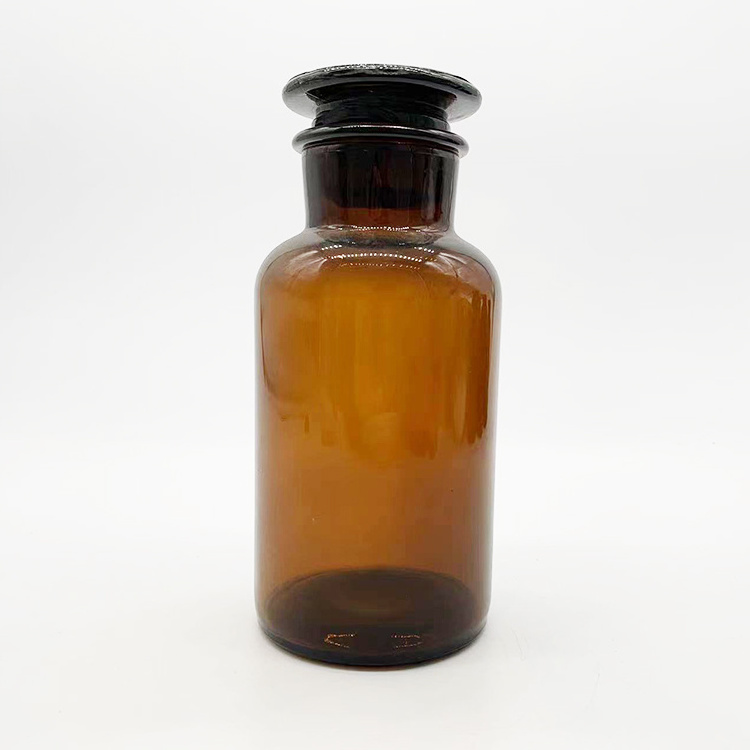 30ml 60ml 125ml 250ml amber glass laboratory pharmacy apothecary jar reagent bottle with glass stopper