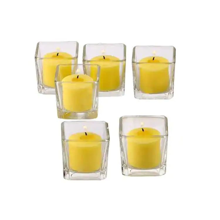 Empty Custom Color Clear Crystal Square Glass Jars for Luxury Aromatherapy Candle Holder