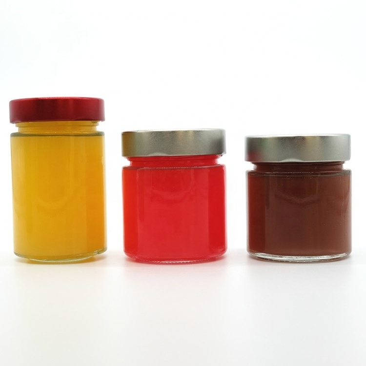 Straight Side Round 380ml Glass Ergo Jars 12oz Ergo glass Jar with lids for honey Spice Jam Chutney