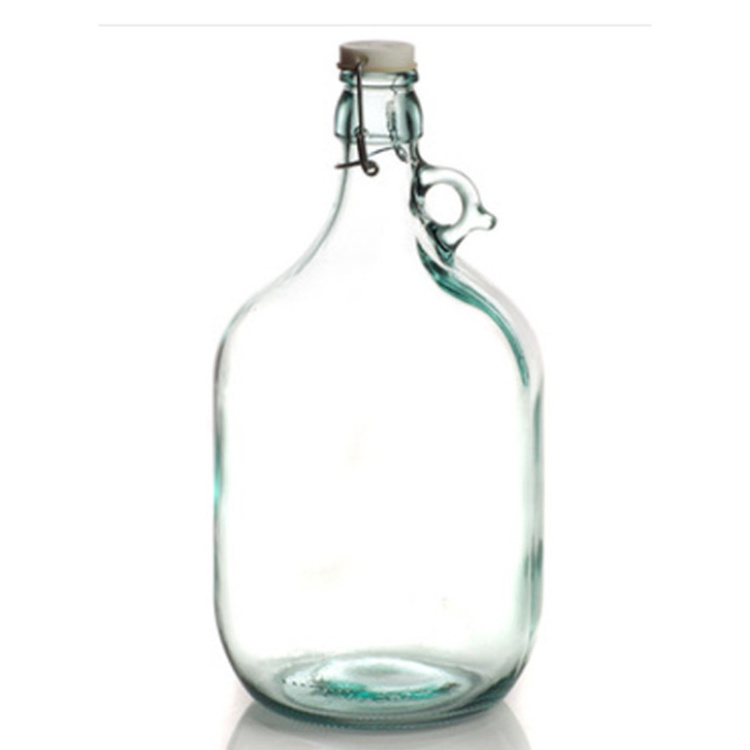 1 Gallon Clear Glass Growler Beer Bottles with Clamp Ceramic Cap Swing Top Glass Big Capacity Bottle with Airtight Clamp Lid carboy