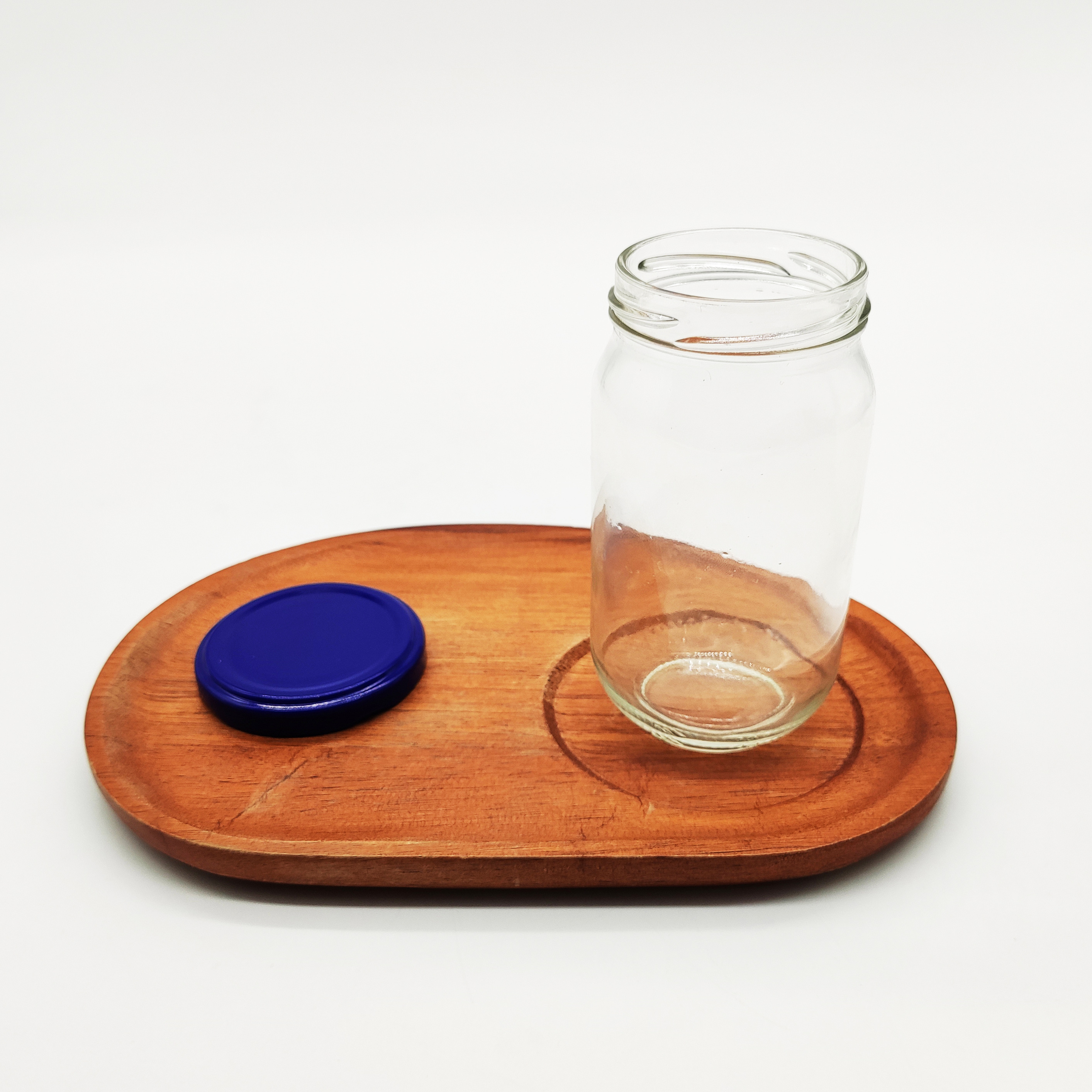 Professional New Design Empty Pickle Jar Round Glass Jam Bottle With Blue Tinplate Lid For Pickle Making