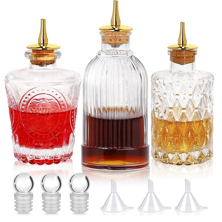 200ml Clear Cocktail Whiskey Mixing Drinks Dispenser with Cork  Antique Professional Home Wine Bottle Package With Cork Stopper