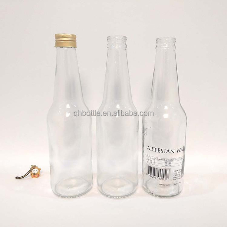 Empty 330ml Glass Drinking Bottle with Aluminium Screw Lid for Soda Juice Coconut Beverage