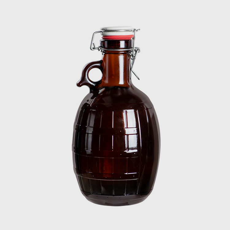 1/2 Gallon Round Glass Amber/Clear Growler Beer Bottles with Flip Cap 1 Litre Drinks Storage Red Wine Glass Bottles Growler carboy