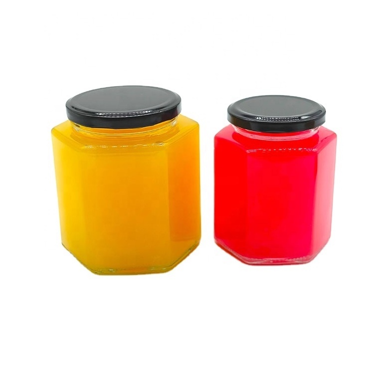 Hexagon Food Storage Container Honey Jar Chili Sauce Mayonnaise Salad Dressing Glass Bottle 100ml 180ml 280ml 380ml 500ml 730ml