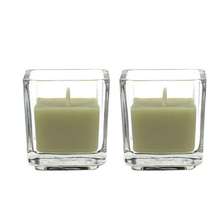 Empty Custom Color Clear Crystal Square Glass Jars for Luxury Aromatherapy Candle Holder