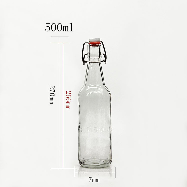 250ml 500ml 750ml 1000ml wholesale customized printing swing glass milk bottle beer bottle with stopper clear transparent super