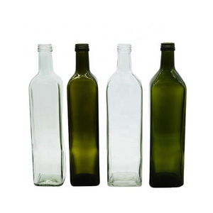 Cooking Oil Glass Bottle Wholesale Marasca Glass Bottle Dark Green Glass Olive Oil Bottle for Sauce Packing With Poured Lid