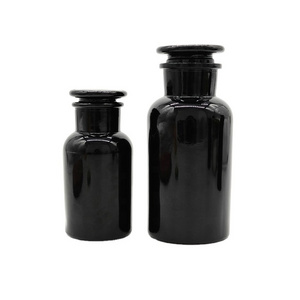 30ml 60ml 125ml 250ml amber glass laboratory pharmacy apothecary jar reagent bottle with glass stopper